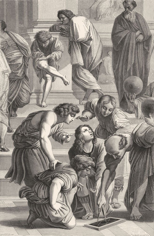 GREECE. School of Athens(Gallery Della Segnatura) 1872 old antique print